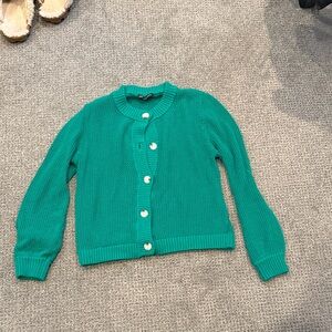 Green Knit Button-Front Women’s Cardigan
